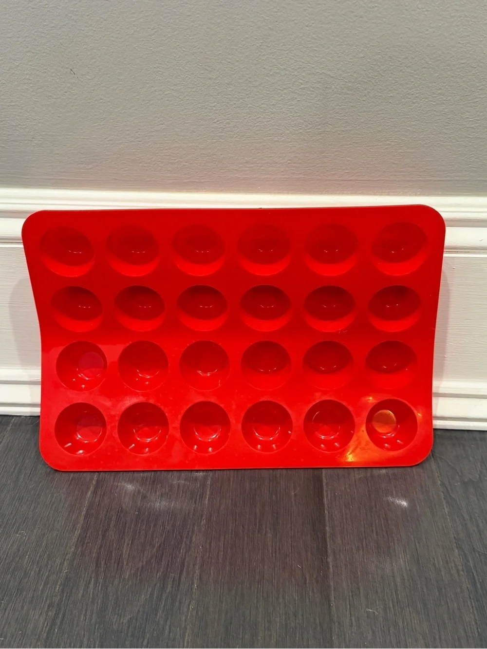 Red Silicone 24 Slot Mini Muffin/Candy Mold Tray Baking Cooking